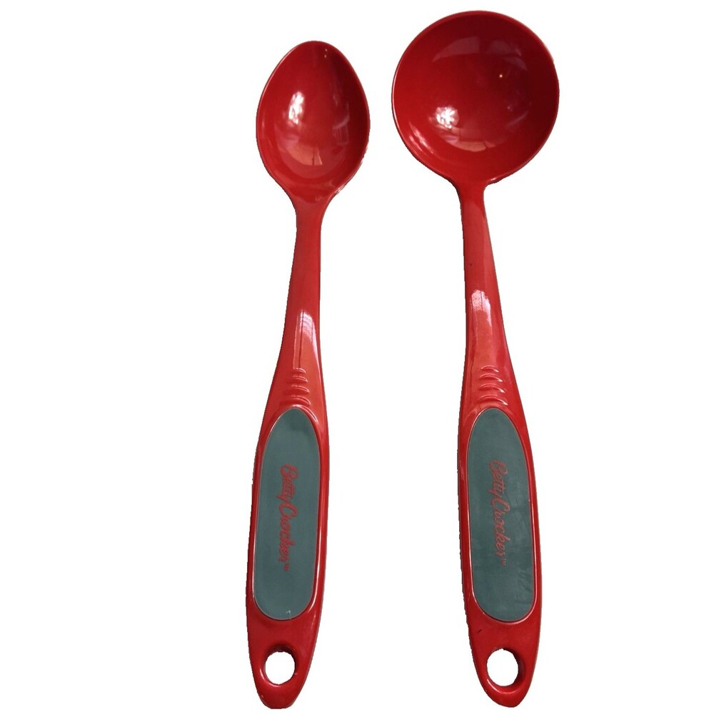 Betty Crocker Red Melamine Large Serving Spoon and Ladle 13.5" Long Set of 2